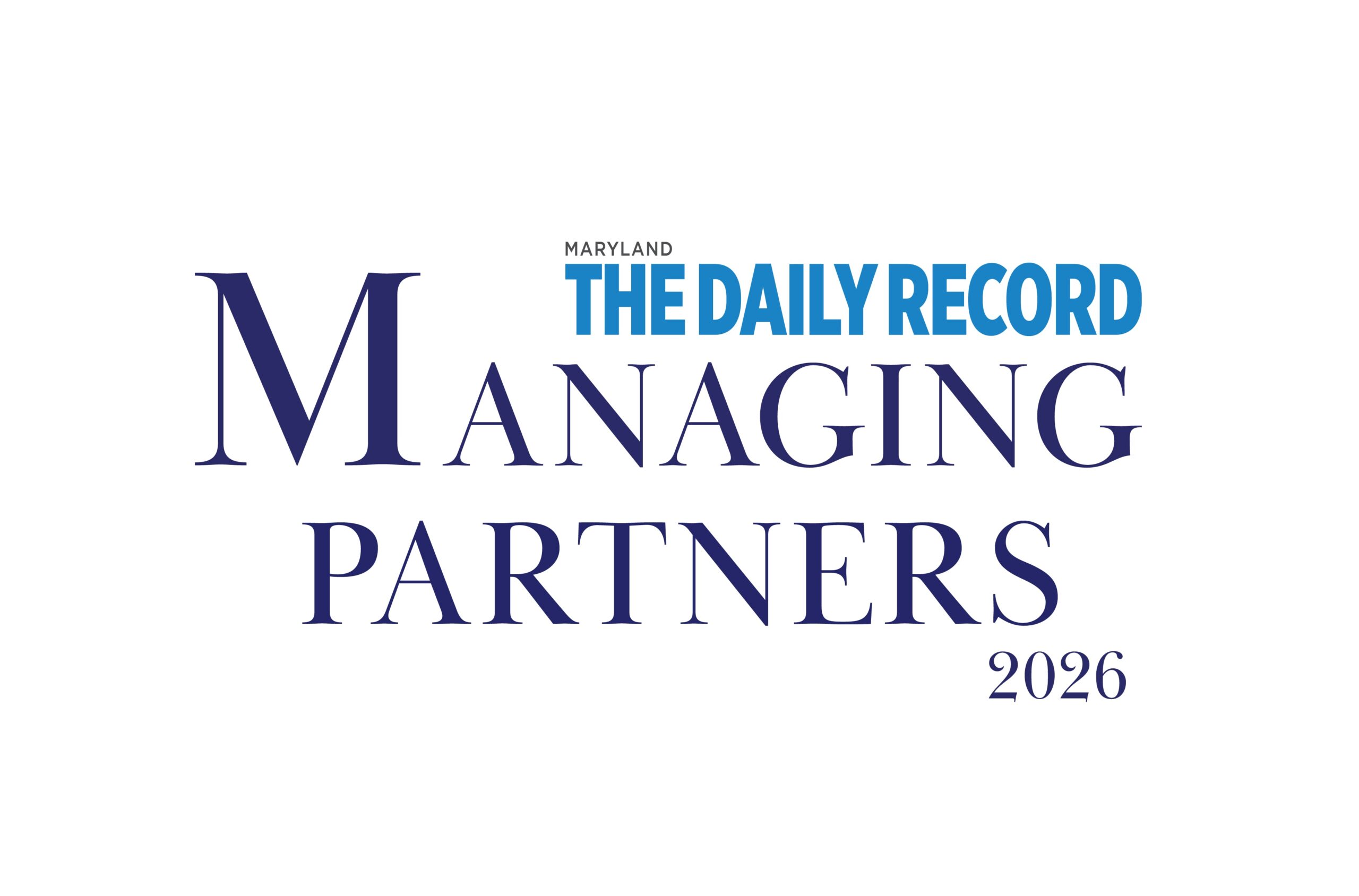 The Daily Record Managing Partners Award 2026 official logo — Maryland legal leadership recognition