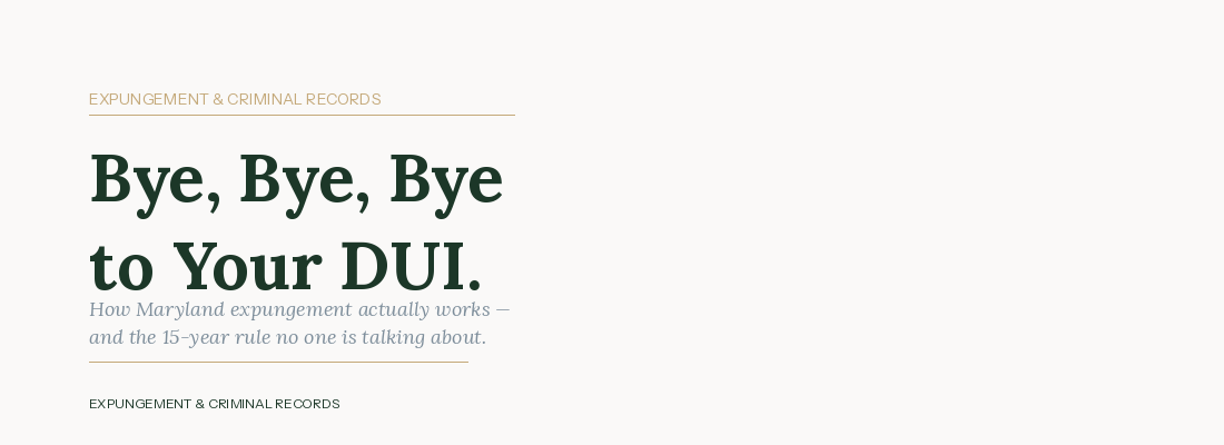 Bye, Bye, Bye to Your DUI — Maryland expungement guide by Cochran & Chhabra